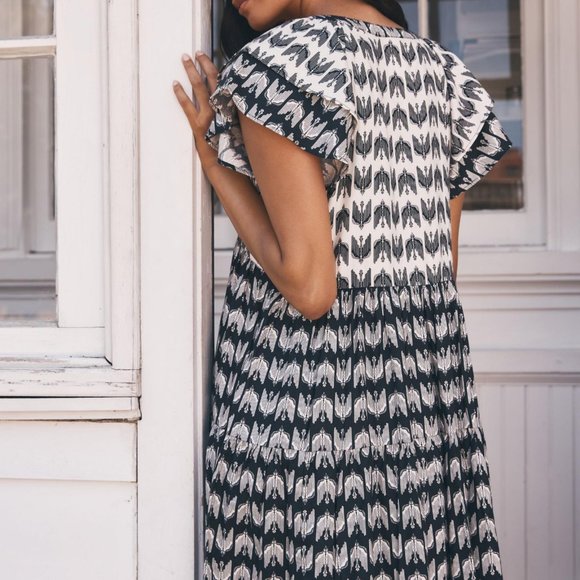 Kenzie Parrott Ruffle-Sleeve Flannel Sleep Dress - Picture 2 of 7